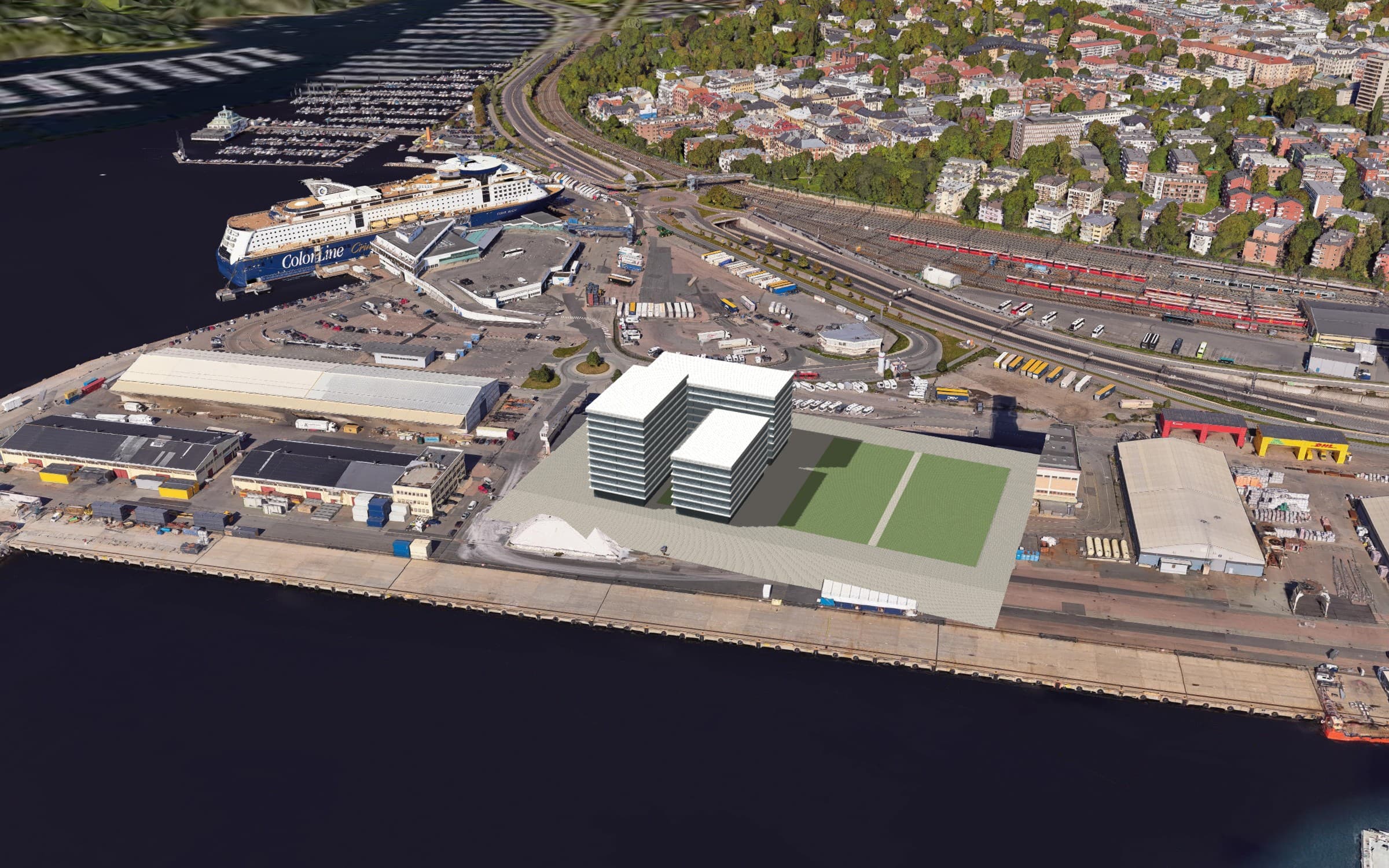 Harbour Row among the buildings of the Filipstad quay
